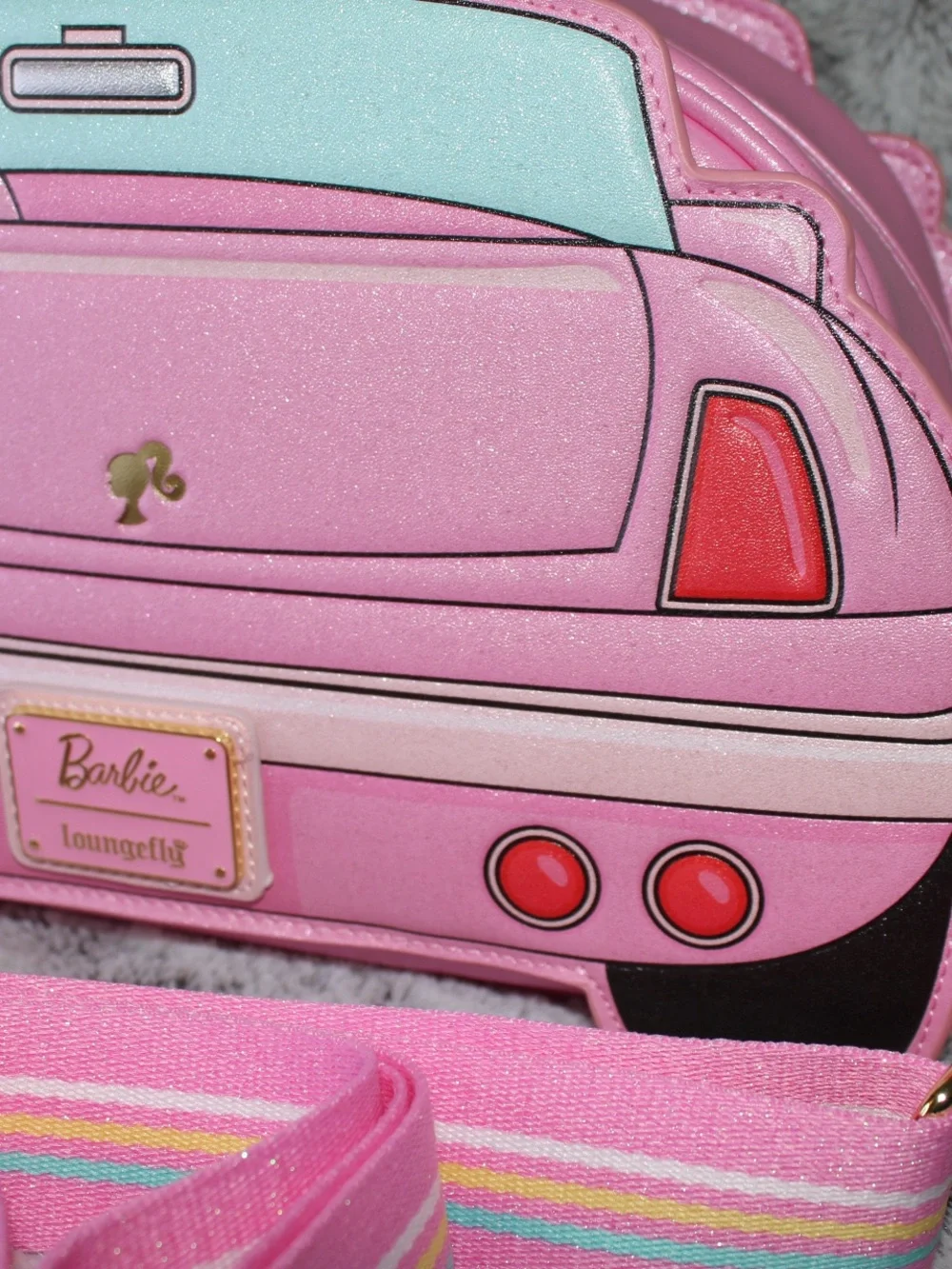 Loungefly Pink Barbie Corvette Car Crossbody with Aqua Windshield